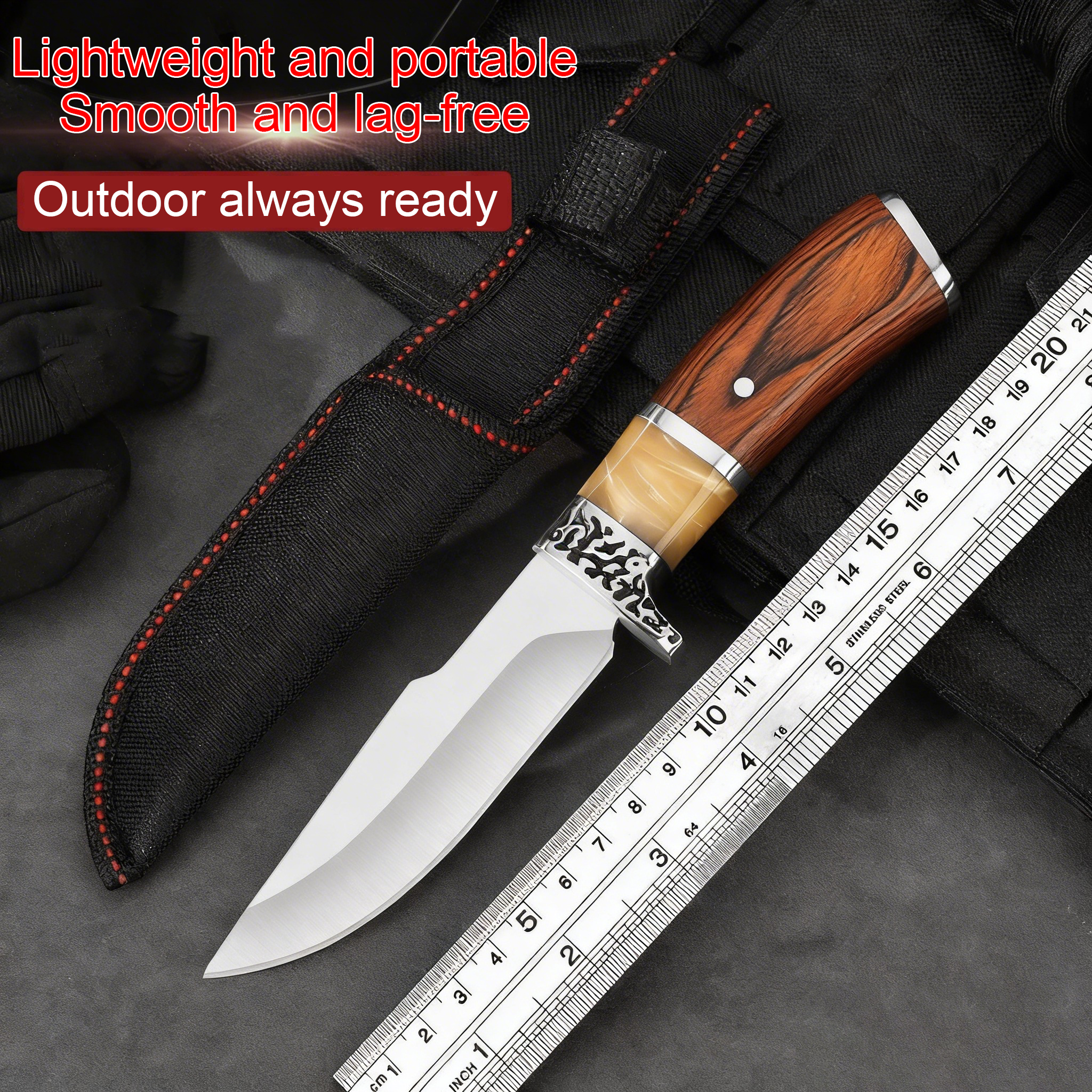 Edc Concealed Carry Knife - New outdoor knife with resin rosewood