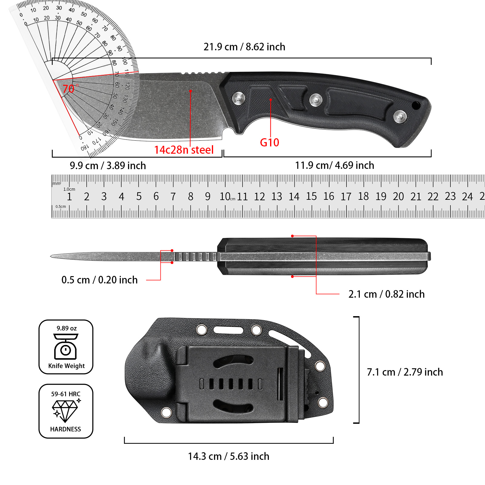 SDOKEDC 14C28N Steel EDC Utili – Edc Fixed Blade Deep Carry recenzja i cena